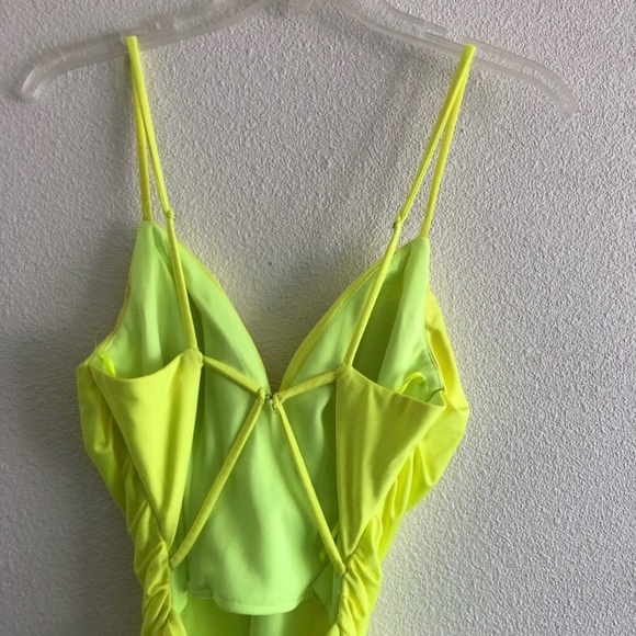 La Femme Neon Yellow Strappy Back Formal Gown - Picture 7 of 13